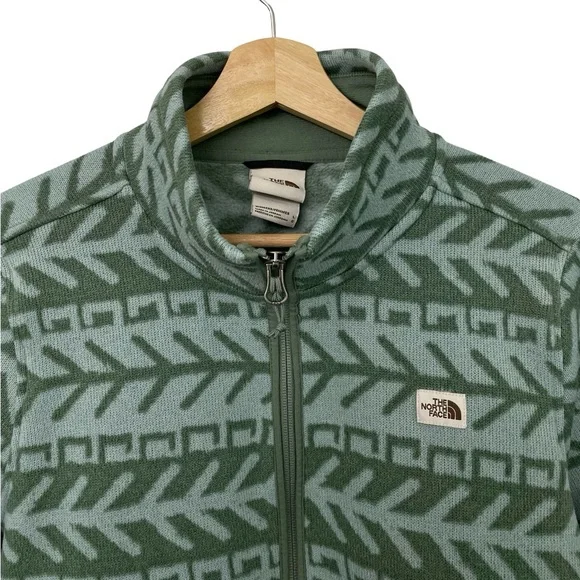 [L] NORTH FACE Crescent Fair Isle 1/4 Zip Fleece Pullover Green Women’s Large - Picture 4 of 7